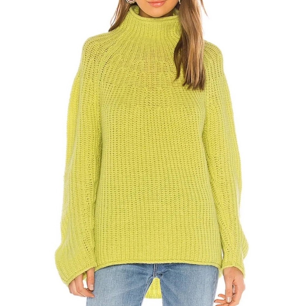 Rag & Bone Joseph Turtle Neck Sweater Knit Alpaca Merino Wool Lime Green XS - Picture 1 of 6